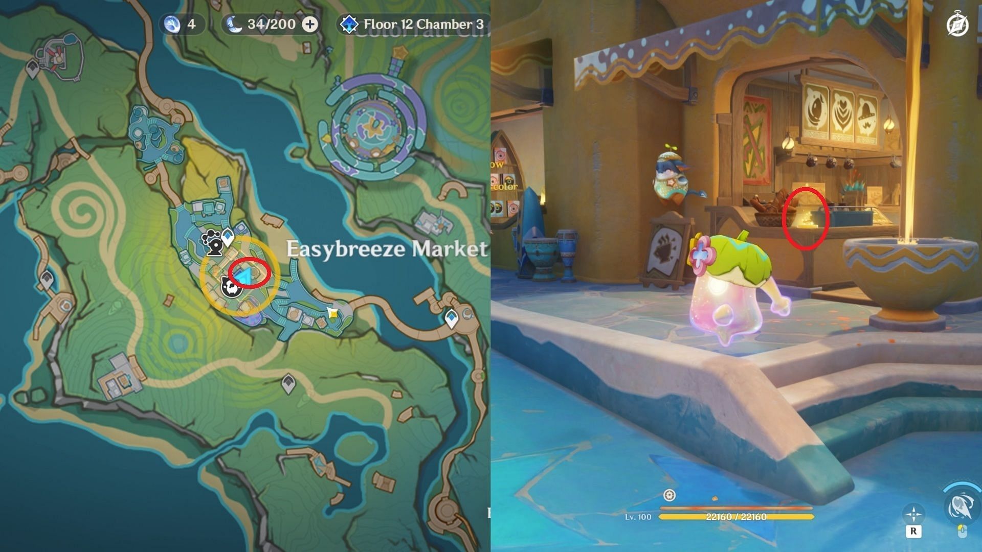 Radiant Spincrystal location in Easybreeze Market (Image via HoYoverse)